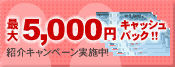 電脳ホスティングCLUBでは紹介キャンペーン実施中。最大5,000円キャッシュバック!